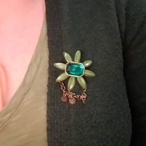 Green Floral Brooch